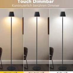 NETTLIFE LED Lampadaire Noir Moderne Dimmable 125cm 3 températures de couleur USB Salon