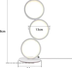NETTLIFE LED lampe de table dimmable lampe de chevet tactile design moderne anneau en métal blanc aluminium étude