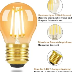 NETTLIFE Lot de 6 ampoule E27 LED Filament : G45 Vintage ampoule Edison Retro ampoule blanc chaud 2700K Bulbs 4W