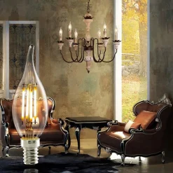 NETTLIFE Lot de 6 ampoules LED E14 4W blanc 2700K lampe bougie chaud filament rétro Edison vintage économie d'énergie en verre