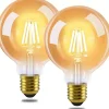 NETTLIFE Lot de 2 ampoules LED E27 lampe vintage - ampoule à filament blanc chaud G95 2700K 4W Edison