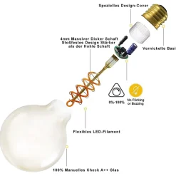 NETTLIFE Lot de 1 ampoules LED E27 ampoule G95 vintage blanc chaud 4W 2200K Edison ampoule rétro à filament