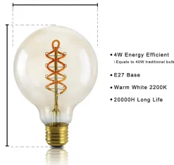 NETTLIFE Lot de 3 ampoules LED E27 vintage ampoule rétro Edison G80 4W lampes globe décoratives à filament blanc chaud 2200K