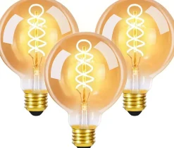 NETTLIFE Lot de 3 ampoules LED E27 vintage ampoule rétro Edison G80 4W lampes globe décoratives à filament blanc chaud 2200K