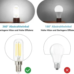 NETTLIFE Lot de 2 ampoules LED E14 blanc froid vintage T25 4W 6000K à économie d'énergie style Edison avec filament