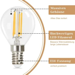 NETTLIFE Lot de 6 ampoules LED E14 vintage Edison - ampoules à filament blanc chaud G45 2700K 4W en verre de haute qualité