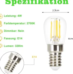 NETTLIFE Lot de 10 ampoules LED E14 ST25 blanc 2700K chaud ampoules 4W de remplacement pour lampe vintage 40W