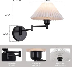 NETTLIFE Lot de 2 appliques vintage E27, rétro, orientable, max 40W, blanc