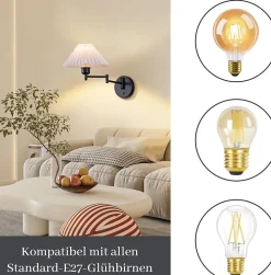 NETTLIFE Lot de 2 appliques vintage E27, rétro, orientable, max 40W, blanc