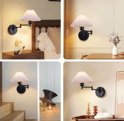 NETTLIFE Lot de 2 appliques vintage E27, rétro, orientable, max 40W, blanc