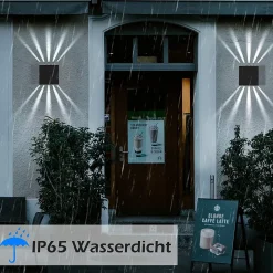 NETTLIFE Lot de 2 appliques LED intérieur extérieur - 10W, IP65, noir, blanc froid 3000K, up down