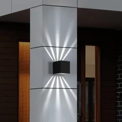 NETTLIFE Lot de 2 appliques LED intérieur extérieur - 10W, IP65, noir, blanc froid 3000K, up down