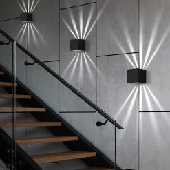 NETTLIFE Lot de 2 appliques LED intérieur extérieur - 10W, IP65, noir, blanc froid 3000K, up down