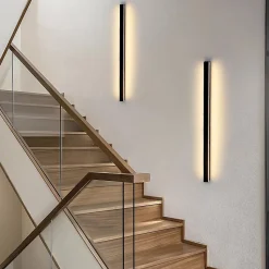 NETTLIFE Lot de 2 appliques murales d'intérieur à LED Moderne 60CM 21W Couloir Haut Bas Noir