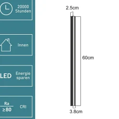 NETTLIFE Lot de 2 appliques murales d'intérieur à LED Moderne 60CM 21W Couloir Haut Bas Noir