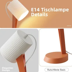 Nettlife Lot de 2 lampes de table oranges E14 modernes, câble intégral, pour salon
