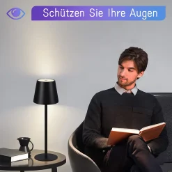 Nettlife Lot de 2 lampes de chevet LED RGB, 2600mAh, rechargeable, tactile, dimmable, noir, USB