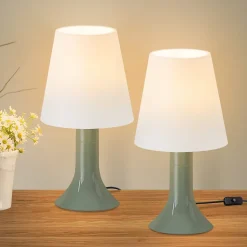 Nettlife Lot de 2 lampes de table vertes E14 modernes, câble intégral, pour salon