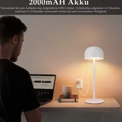 Nettlife lot de 2 lampes de table led sans fil : lampe de table tactile à intensité variable avec 3 températures de couleur