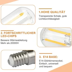 NETTLIFE Lot de 4 lampes LED E14 blanc chaud lampes vintage T22 rétro Edison 2 W 2700 K adaptées aux supports de lampe