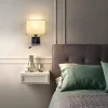 NETTLIFE lot de 2 lampes murales LED intérieur chambre applique salon lampe de lit lit tissu avec bras de lecture flexible E27
