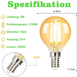 NETTLIFE Pack de 6 Ampoules LED E14 lampe vintage - G45 Rétro 2700K 4W blanc chaud
