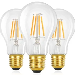 NETTLIFE Pack de 3 ampoules LED E27 lampe vintage A60 Edison de 4W 2700K blanc chaud à filament rétro économie d'énergie