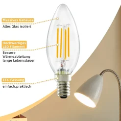 NETTLIFE Pack de 6 ampoules LED E14 lampe bougie blanc chaud de 4W 2700K à filament Edison C35 rétro