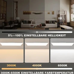 NETTLIFE Panneau LED 100 x 25 cm - Plafonnier à intensité variable, rétroéclairage RVB, 24 W, blanc chaud, blanc neutre