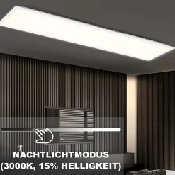 NETTLIFE Panneau LED 100 x 25 cm - Plafonnier à intensité variable, rétroéclairage RVB, 24 W, blanc chaud, blanc neutre