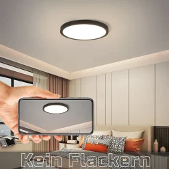 NETTLIFE Panneau LED plafonnier noir éclairage de plafond plat rond IP44 LED blanc neutre