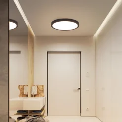 NETTLIFE Panneau LED plafonnier noir éclairage de plafond plat rond IP44 LED blanc neutre