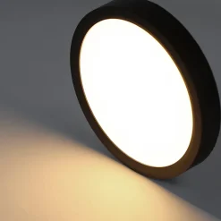 NETTLIFE Panneau LED plafonnier noir éclairage de plafond plat rond IP44 LED blanc neutre