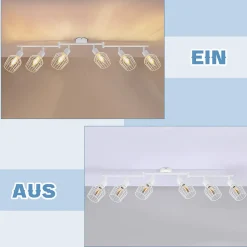 NETTLIFE Plafonnier 6 Ampoules E14 spot de plafond rétro blanc orientable LED