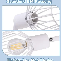 NETTLIFE Plafonnier 6 Ampoules E14 spot de plafond rétro blanc orientable LED