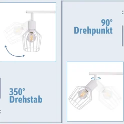 NETTLIFE Plafonnier 6 Ampoules E14 spot de plafond rétro blanc orientable LED