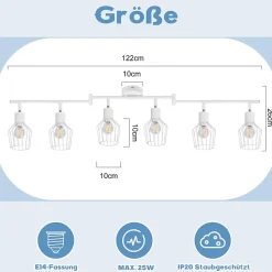 NETTLIFE Plafonnier 6 Ampoules E14 spot de plafond rétro blanc orientable LED