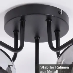 NETTLIFE Plafonnier 5 flammes E27 boule en verre vintage lampe de couloir installation facile, sans ampoule, noir