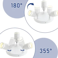 NETTLIFE Plafonnier Blanc moderne : 3 spots de plafond orientables en métal, plafonnier GU10, pour chambre, sans ampoule