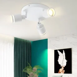 NETTLIFE Plafonnier Blanc moderne : 3 spots de plafond orientables en métal, plafonnier GU10, pour chambre, sans ampoule
