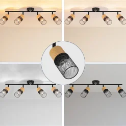 NETTLIFE Plafonnier bois E14 Lampe de plafond orientable Applique murale vintage Lampe de cuisine Orientable sans ampoule