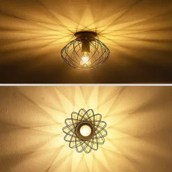 NETTLIFE Plafonnier cage noire spot de plafond vintage E27 douille métal