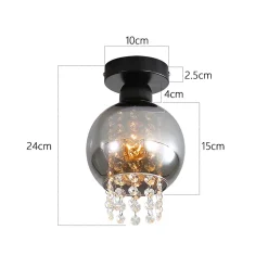 NETTLIFE Plafonnier Chambre E27 Gris Fumé Verre Cristal Moderne Salle à Manger