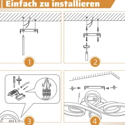 NETTLIFE Plafonnier chambre LED plafonnier salon : 30W lampe de salon noir 40cm 3000K
