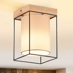 NETTLIFE Plafonnier couloir plafonnier bois 1 ampoule E14 lampe de couloir vintage avec rétro industriel