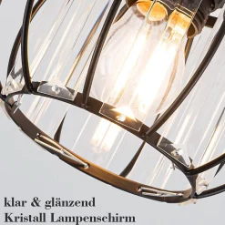 NETTLIFE Plafonnier Cristal Noir Moderne E27 Lampe de Cuisine Vintage avec Cadre en Métal