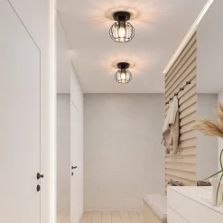 NETTLIFE Plafonnier Cristal Noir Moderne E27 Lampe de Cuisine Vintage avec Cadre en Métal