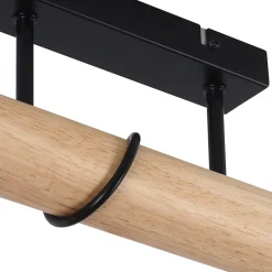 NETTLIFE Plafonnier de salon vintage en bois : noir Lampe de salon au design industriel en métal E27 Ampoule non incluse