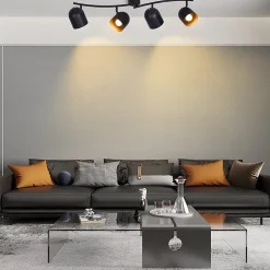 NETTLIFE Plafonnier E14 noir doré spot de plafond lampe de couloir industrielle vintage orientable sans ampoule