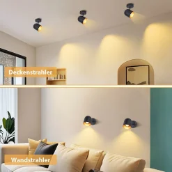 NETTLIFE Plafonnier E14 spot de plafond or noir lampe de couloir industrielle vintage